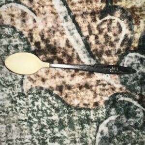 Vintage Taiwan Baby Stainless "Lasting Rose"‎ Pattern Rubber Soft Bite Spoon